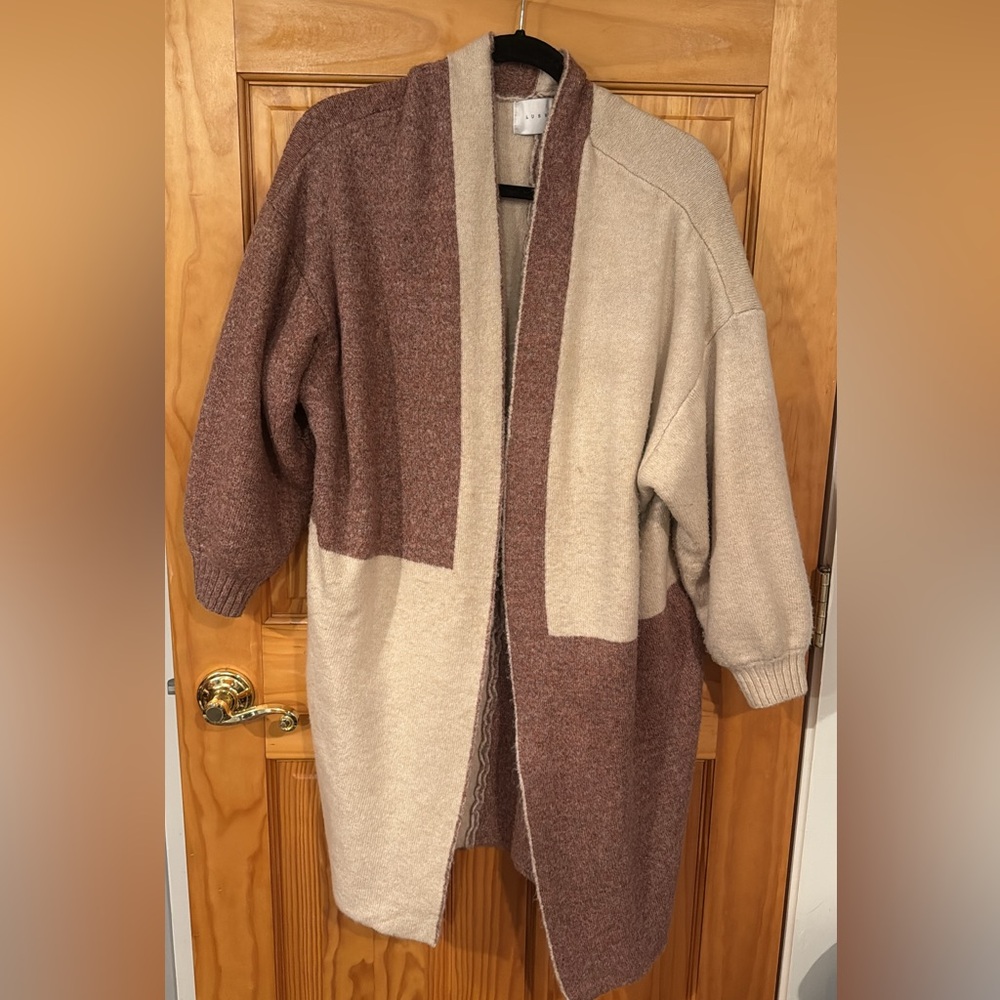 Lush Two-Tone Oversized Cardigan